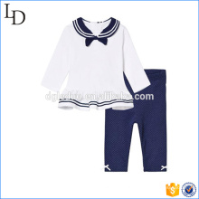 Navy und White Body Kinder Tuch Set 100% Baumwolle Top und Hosen-Sets